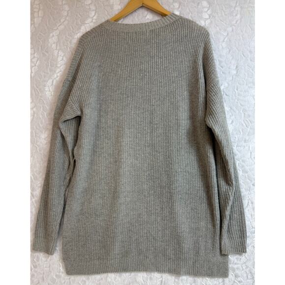 Six Crisp Days Soft Angora Blend Gray Oversized Side Slit Tunic Boho Sweater M/L - Picture 2 of 8